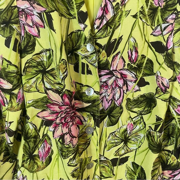 Rafael Woman Tropical Print Linen Blend Lightweight Lined Blazer size 14 - Picture 3 of 7